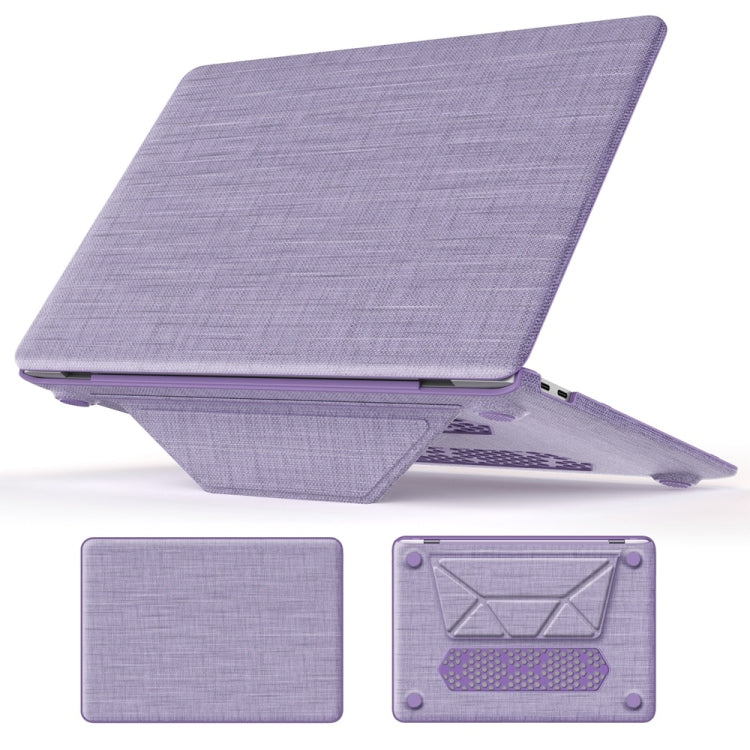 For MacBook Air 13.3 inch A2337 Fabric Magnetic Holder Laptop Protective Case(Purple) - MacBook Air Cases by PMC Jewellery | Online Shopping South Africa | PMC Jewellery | Buy Now Pay Later Mobicred