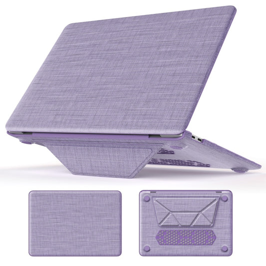 For MacBook Air 13.3 inch A2337 Fabric Magnetic Holder Laptop Protective Case(Purple) - MacBook Air Cases by PMC Jewellery | Online Shopping South Africa | PMC Jewellery | Buy Now Pay Later Mobicred