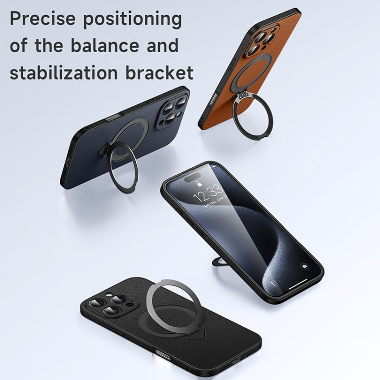 For iPhone 16 Pro SULADA Top Grain Leather MagSafe Magnetic Holder Phone Case(Black) - free shipping - PMC Jewellery - Order now!