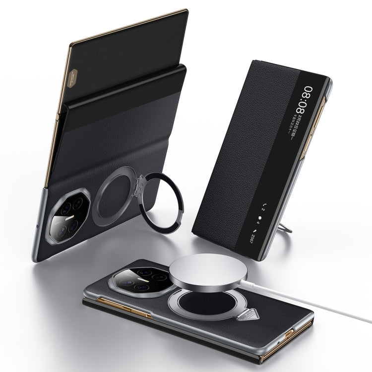 For Huawei Mate XT Ultimate Design SULADA Smart View Window MagSafe Magnetic Holder Leather Phone Case(Black) - Huawei Cases by SULADA | Online Shopping South Africa | PMC TechLife | Buy Now Pay Later Mobicred