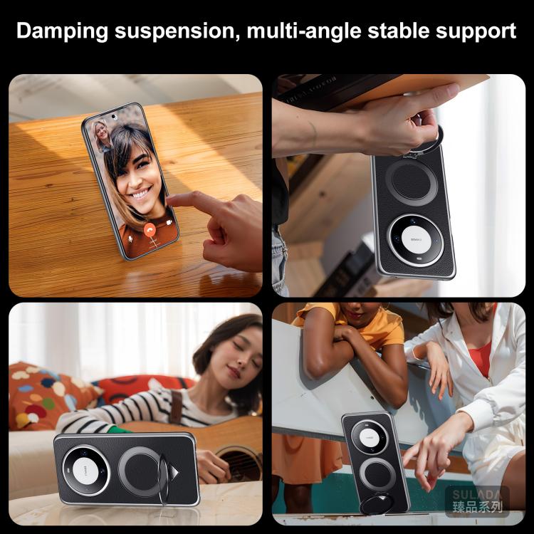 For Huawei Pura 70 Ultra SULADA Top Grain Leather MagSafe Magnetic Holder Phone Case(Brown) - Huawei Cases by SULADA | Online Shopping South Africa | PMC Jewellery | Buy Now Pay Later Mobicred