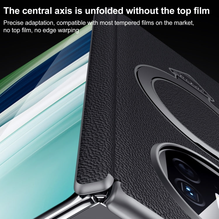 For Huawei Mate X5 / X3 SULADA Top Grain Leather MagSafe Magnetic Holder Phone Case(Black) - Huawei Cases by SULADA | Online Shopping South Africa | PMC TechLife | Buy Now Pay Later Mobicred