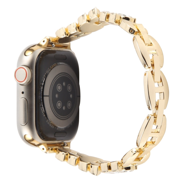 For Apple Watch 46mm / 49mm / 45mm / 44mm Quick Release Leaf Diamond Alloy Slim Watch Band(Gold) - free shipping - PMC TechLife - Order now!