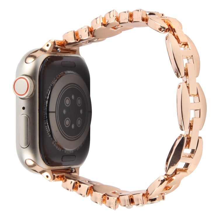 For Apple Watch 42mm / 41mm / 40mm / 38mm Quick Release Leaf Diamond Alloy Slim Watch Band(Rose Gold) - free shipping - PMC TechLife - Order now!