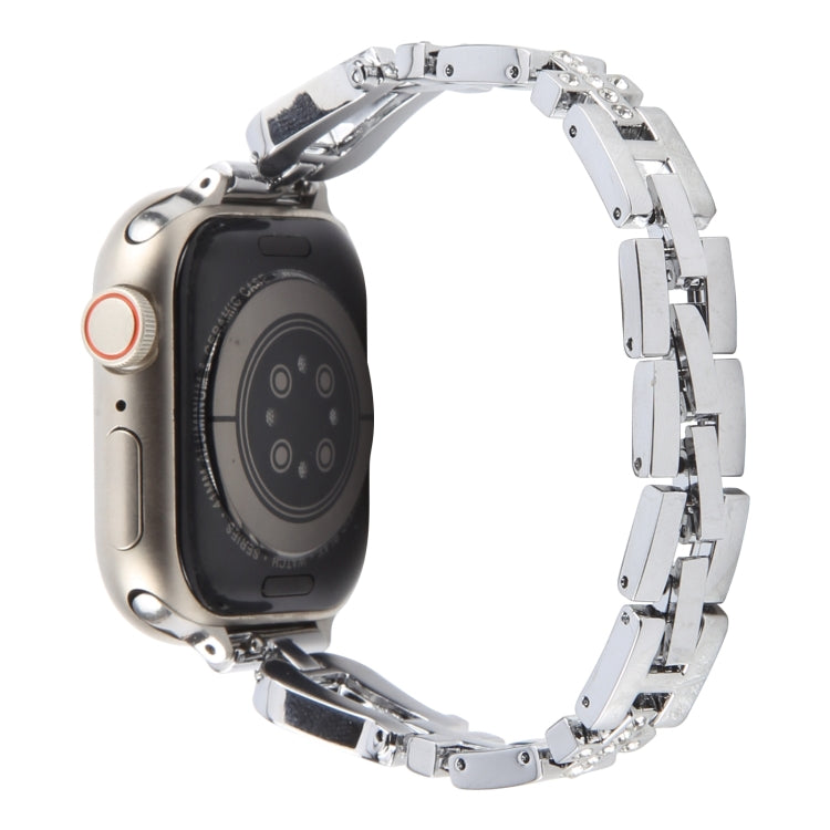 For Apple Watch 46mm / 49mm / 45mm / 44mm Quick Release U-Shaped Diamond Alloy Slim Watch Band(Silver) - free shipping - PMC TechLife - Order now!