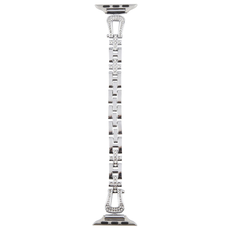 For Apple Watch 46mm / 49mm / 45mm / 44mm Quick Release U-Shaped Diamond Alloy Slim Watch Band(Silver) - free shipping - PMC TechLife - Order now!