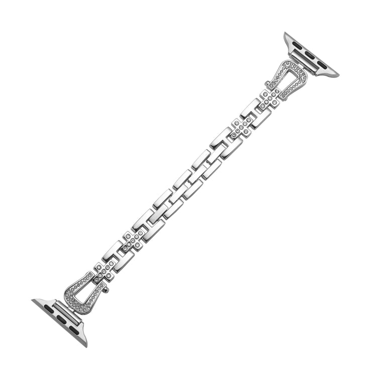 For Apple Watch 46mm / 49mm / 45mm / 44mm Quick Release U-Shaped Diamond Alloy Slim Watch Band(Silver) - free shipping - PMC TechLife - Order now!