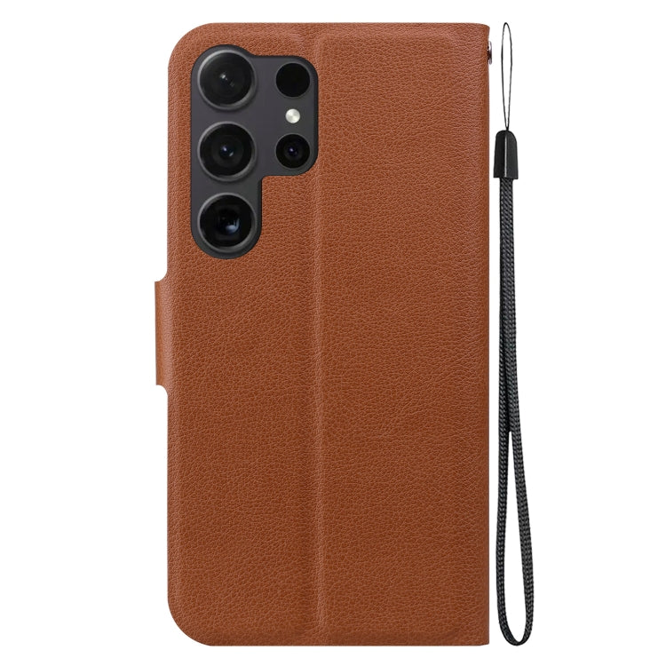 For Samsung Galaxy S25 Ultra 5G Ultra-thin Voltage Magnetic Buckle Leather Phone Case(Brown) - Galaxy S25 Ultra 5G Cases by PMC TechLife | Online Shopping South Africa | PMC TechLife | Buy Now Pay Later Mobicred