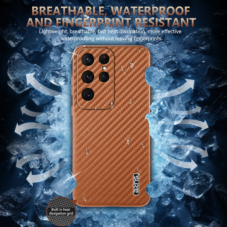 For Samsung Galaxy S25 Ultra 5G AZNS Electroplated Edge Carbon Fiber Texture Phone Case(Black) - Galaxy S25 Ultra 5G Cases by AZNS | Online Shopping South Africa | PMC Jewellery | Buy Now Pay Later Mobicred