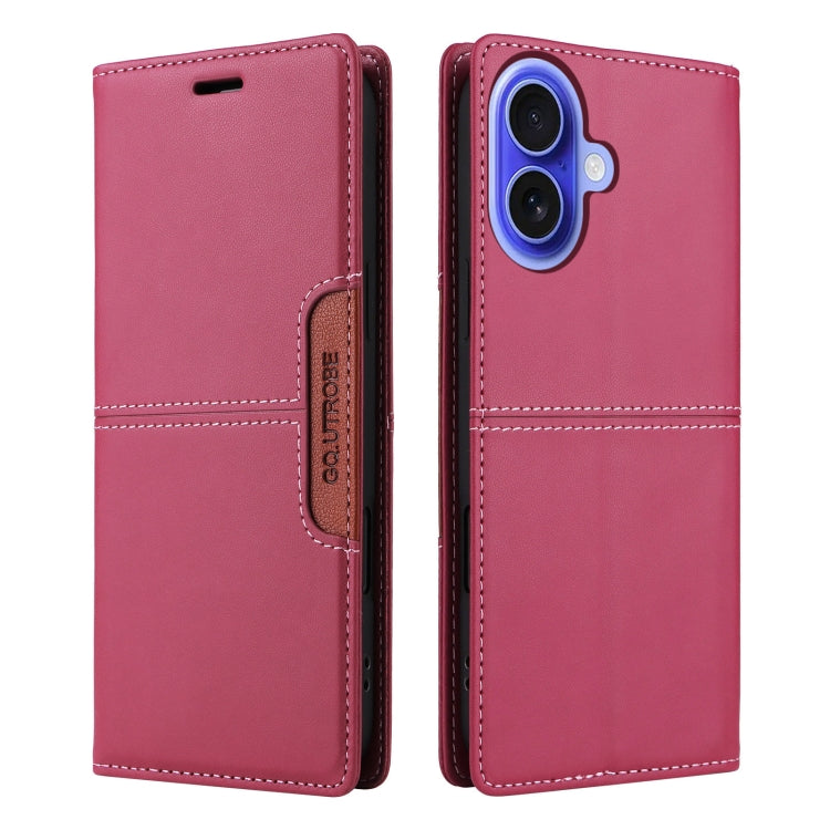 For iPhone 16 GQUTROBE G01 RFID Anti-theft Leather Phone Case(Red) - iPhone 16 Cases by GQUTROBE | Online Shopping South Africa | PMC Jewellery | Buy Now Pay Later Mobicred