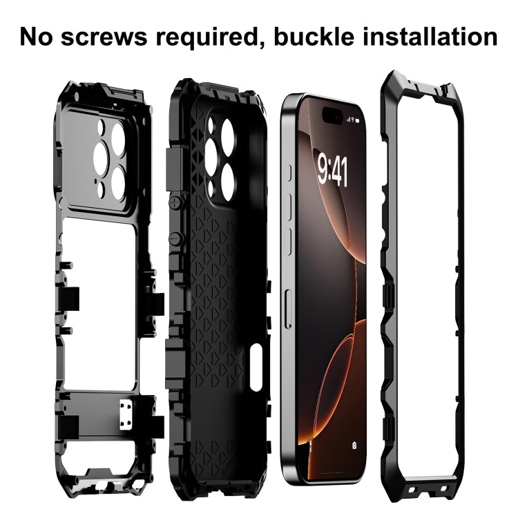 For iPhone 16 Pro R-JUST Life Waterproof Dustproof Shockproof Phone Case(Black) - iPhone 16 Pro Cases by R-JUST | Online Shopping South Africa | PMC Jewellery | Buy Now Pay Later Mobicred