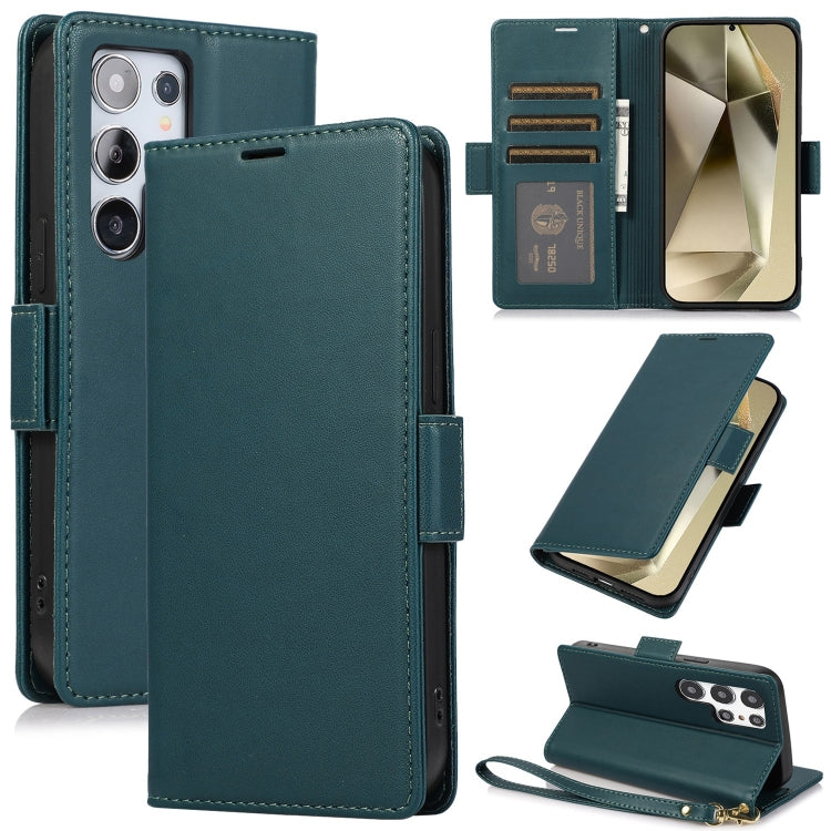 For Samsung Galaxy S25 Ultra 5G Side Buckle RFID Anti-theft Leather Phone Case(Green) - Galaxy S25 Ultra 5G Cases by PMC TechLife | Online Shopping South Africa | PMC TechLife | Buy Now Pay Later Mobicred