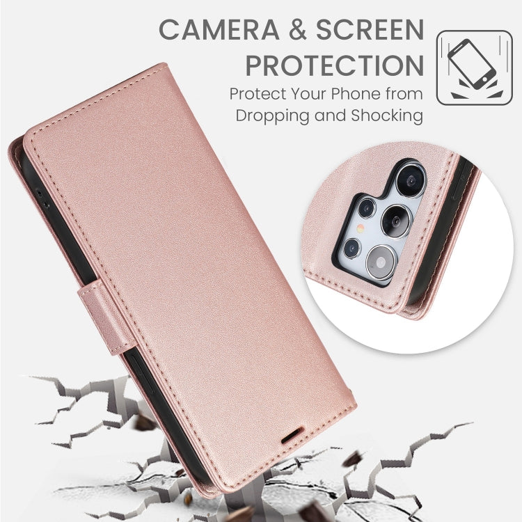 For Samsung Galaxy S25 Ultra 5G Side Buckle RFID Anti-theft Leather Phone Case(Rose Gold) - Galaxy S25 Ultra 5G Cases by PMC TechLife | Online Shopping South Africa | PMC TechLife | Buy Now Pay Later Mobicred