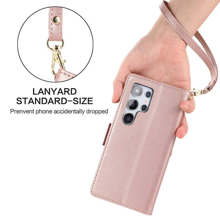 For Samsung Galaxy S25 Ultra 5G Side Buckle RFID Anti-theft Leather Phone Case(Rose Gold) - Galaxy S25 Ultra 5G Cases by PMC TechLife | Online Shopping South Africa | PMC TechLife | Buy Now Pay Later Mobicred