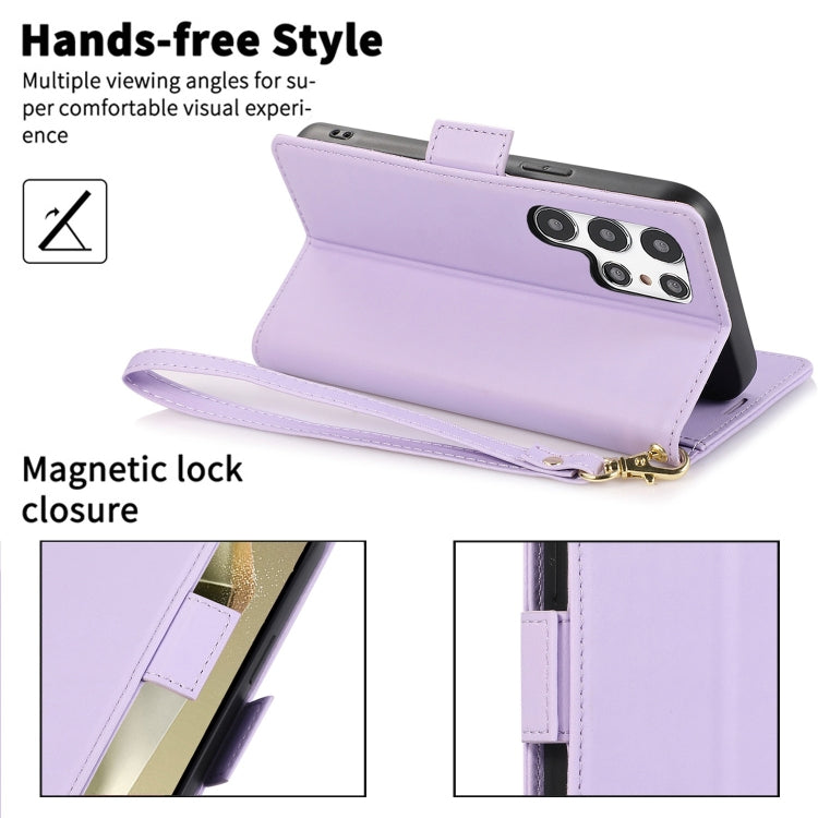For Samsung Galaxy S25 Ultra 5G Side Buckle RFID Anti-theft Leather Phone Case(Light Purple) - Galaxy S25 Ultra 5G Cases by PMC TechLife | Online Shopping South Africa | PMC TechLife | Buy Now Pay Later Mobicred