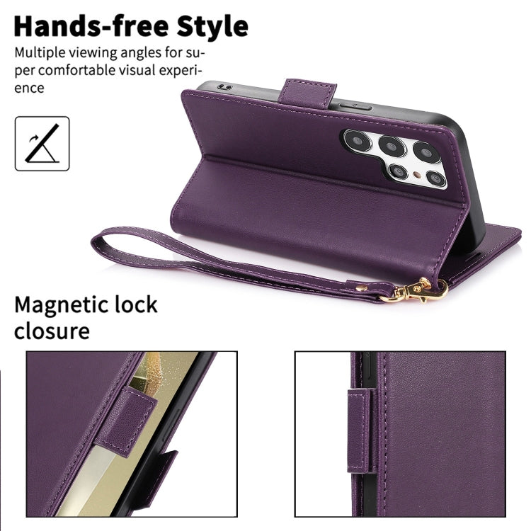 For Samsung Galaxy S25 Ultra 5G Side Buckle RFID Anti-theft Leather Phone Case(Dark Purple) - Galaxy S25 Ultra 5G Cases by PMC TechLife | Online Shopping South Africa | PMC TechLife | Buy Now Pay Later Mobicred