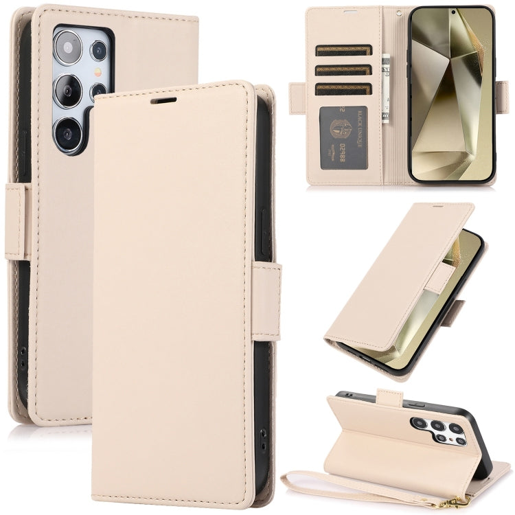 For Samsung Galaxy S25 Ultra 5G Side Buckle RFID Anti-theft Leather Phone Case(Apricot) - free shipping - PMC TechLife - Order now!