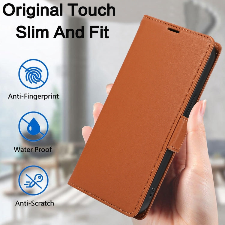 For Samsung Galaxy S25 Ultra 5G Side Buckle RFID Anti-theft Leather Phone Case(Brown) - Galaxy S25 Ultra 5G Cases by PMC TechLife | Online Shopping South Africa | PMC TechLife | Buy Now Pay Later Mobicred