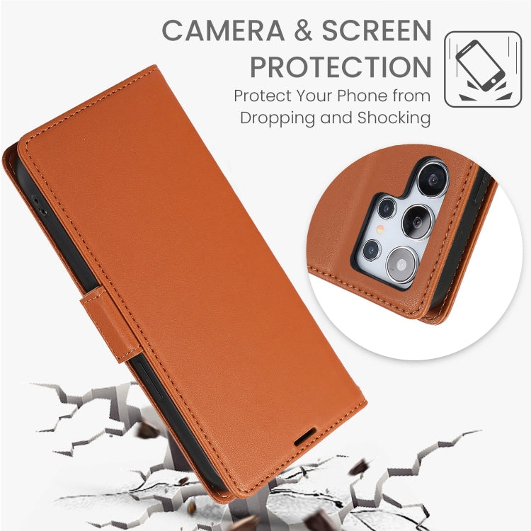 For Samsung Galaxy S25 Ultra 5G Side Buckle RFID Anti-theft Leather Phone Case(Brown) - Galaxy S25 Ultra 5G Cases by PMC TechLife | Online Shopping South Africa | PMC TechLife | Buy Now Pay Later Mobicred
