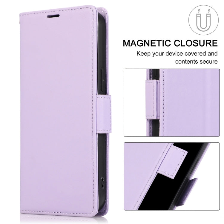 For Samsung Galaxy S25 / S24 5G Side Buckle RFID Anti-theft Leather Phone Case(Light Purple) - Galaxy S25 5G Cases by PMC TechLife | Online Shopping South Africa | PMC TechLife | Buy Now Pay Later Mobicred