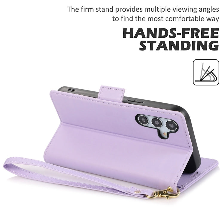 For Samsung Galaxy S25 / S24 5G Side Buckle RFID Anti-theft Leather Phone Case(Light Purple) - Galaxy S25 5G Cases by PMC TechLife | Online Shopping South Africa | PMC TechLife | Buy Now Pay Later Mobicred