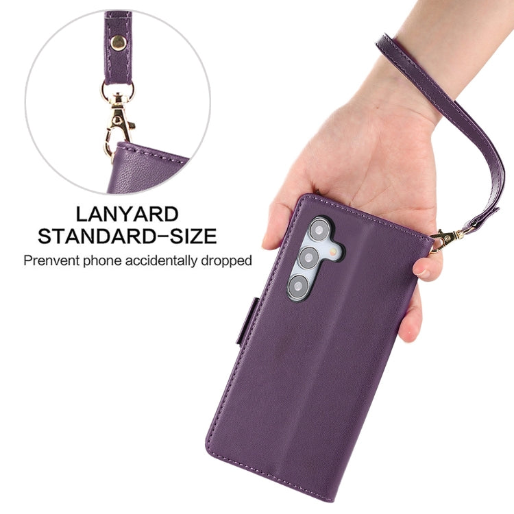For Samsung Galaxy S25 / S24 5G Side Buckle RFID Anti-theft Leather Phone Case(Dark Purple) - Galaxy S25 5G Cases by PMC TechLife | Online Shopping South Africa | PMC TechLife | Buy Now Pay Later Mobicred