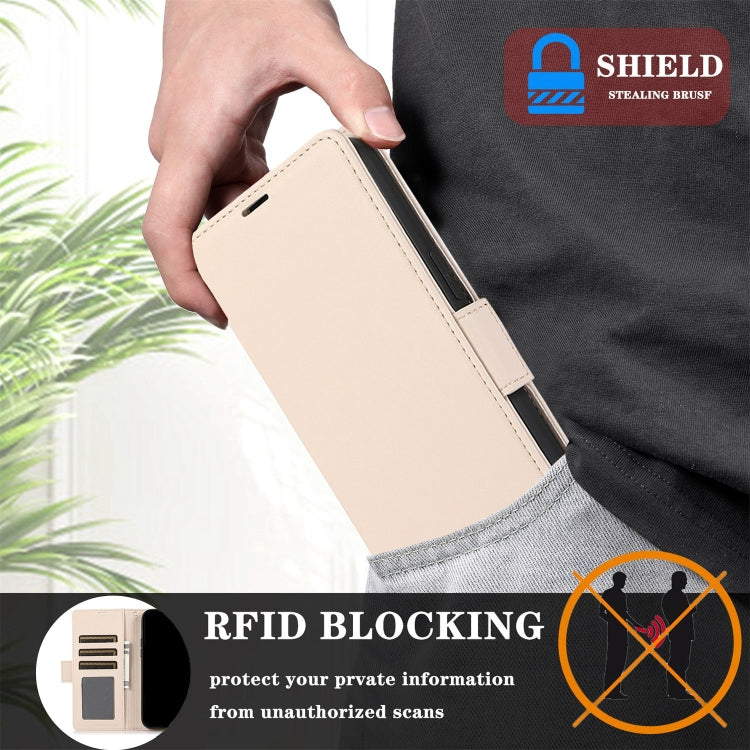 For Samsung Galaxy S25 / S24 5G Side Buckle RFID Anti-theft Leather Phone Case(Apricot) - Galaxy S25 5G Cases by PMC TechLife | Online Shopping South Africa | PMC TechLife | Buy Now Pay Later Mobicred