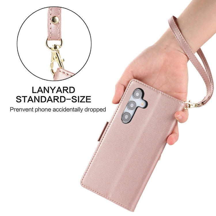 For Samsung Galaxy S25+ / S24+ 5G Side Buckle RFID Anti-theft Leather Phone Case(Rose Gold) - Galaxy S25+ 5G Cases by PMC TechLife | Online Shopping South Africa | PMC TechLife | Buy Now Pay Later Mobicred