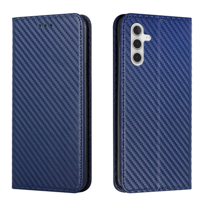 For Samsung Galaxy S25 5G Carbon Fiber Texture Magnetic Flip Leather Phone Case(Blue) - Galaxy S25 5G Cases by PMC Jewellery | Online Shopping South Africa | PMC Jewellery | Buy Now Pay Later Mobicred