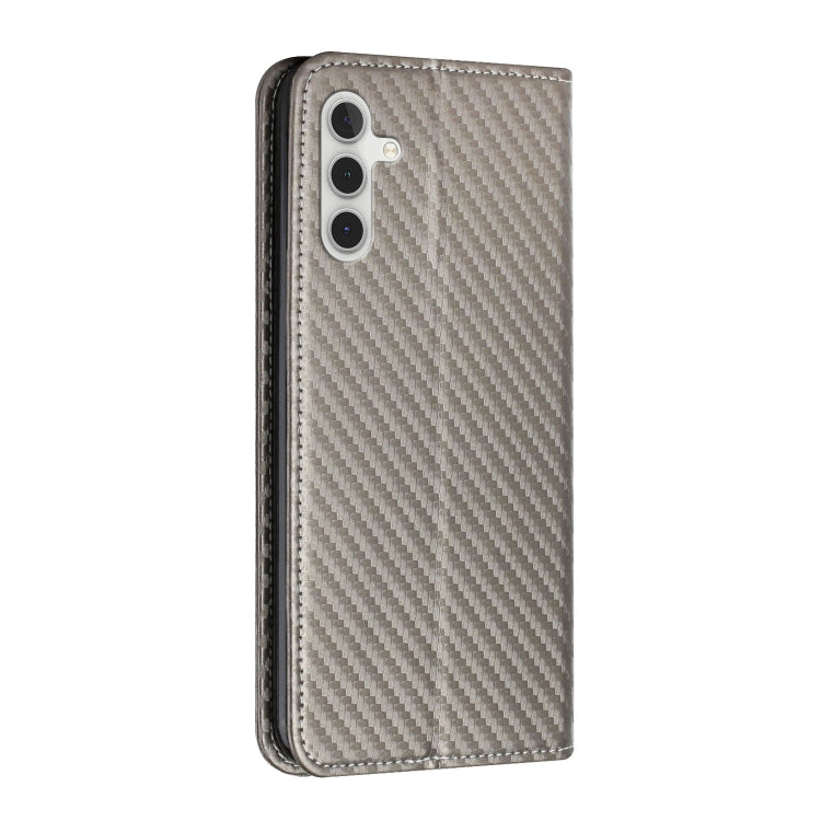 For Samsung Galaxy S25 5G Carbon Fiber Texture Magnetic Flip Leather Phone Case(Grey) - Galaxy S25 5G Cases by PMC Jewellery | Online Shopping South Africa | PMC Jewellery | Buy Now Pay Later Mobicred