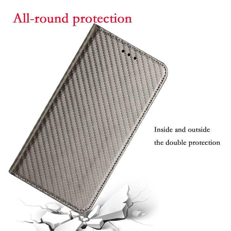 For Samsung Galaxy S25 5G Carbon Fiber Texture Magnetic Flip Leather Phone Case(Grey) - Galaxy S25 5G Cases by PMC Jewellery | Online Shopping South Africa | PMC Jewellery | Buy Now Pay Later Mobicred