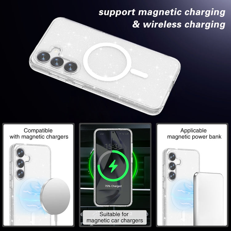 For Samsung Galaxy S25+ 5G Terminator MagSafe Magnetic Phone Case(Glitter White) - Galaxy S25+ 5G Cases by PMC Jewellery | Online Shopping South Africa | PMC Jewellery | Buy Now Pay Later Mobicred