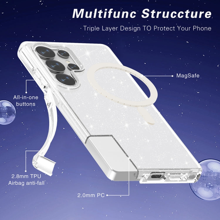 For Samsung Galaxy S25 Ultra 5G Terminator MagSafe Magnetic Phone Case(Glitter White) - Galaxy S25 Ultra 5G Cases by PMC Jewellery | Online Shopping South Africa | PMC Jewellery | Buy Now Pay Later Mobicred