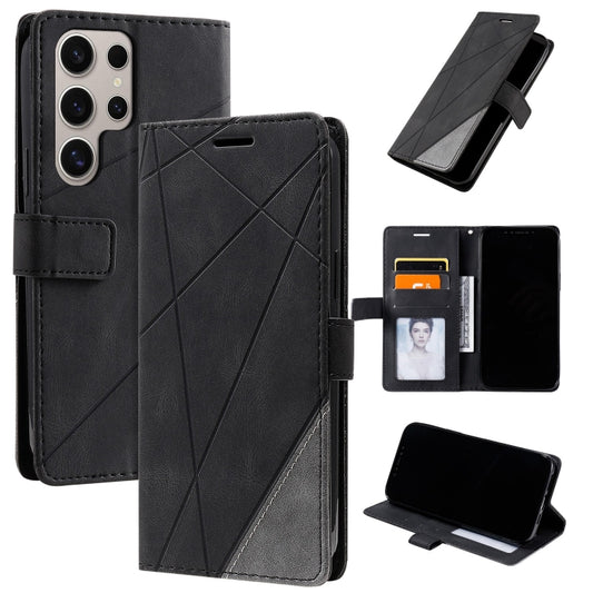 For Samsung Galaxy S25 Ultra 5G Skin Feel Splicing Leather Phone Case(Black) - Galaxy S25 Ultra 5G Cases by PMC Jewellery | Online Shopping South Africa | PMC Jewellery | Buy Now Pay Later Mobicred