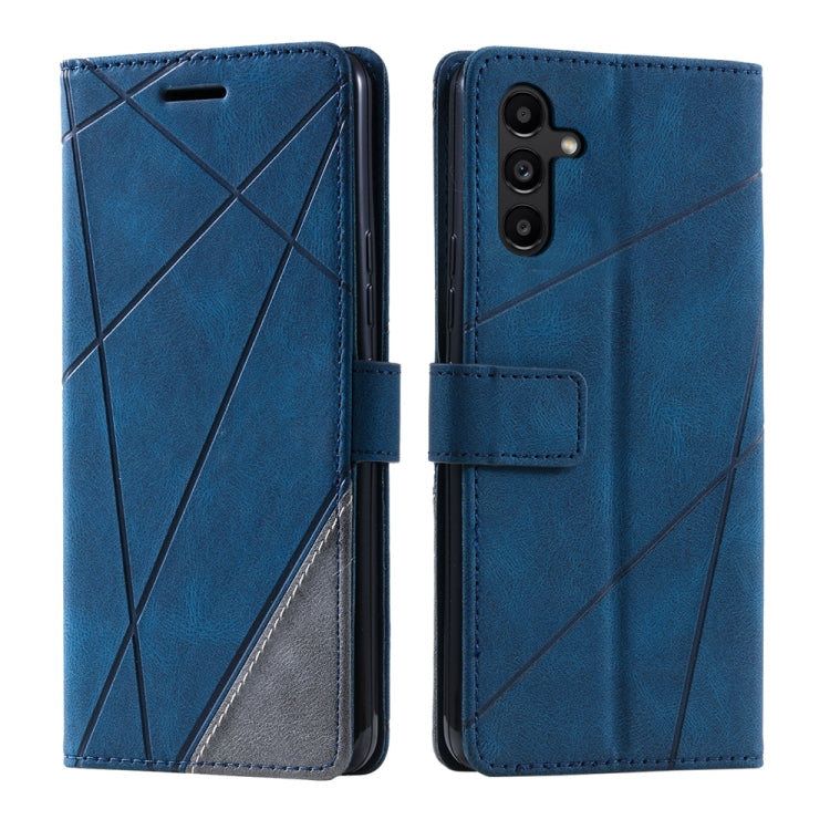 For Samsung Galaxy S25+ 5G Skin Feel Splicing Leather Phone Case(Blue) - Galaxy S25+ 5G Cases by PMC Jewellery | Online Shopping South Africa | PMC Jewellery | Buy Now Pay Later Mobicred