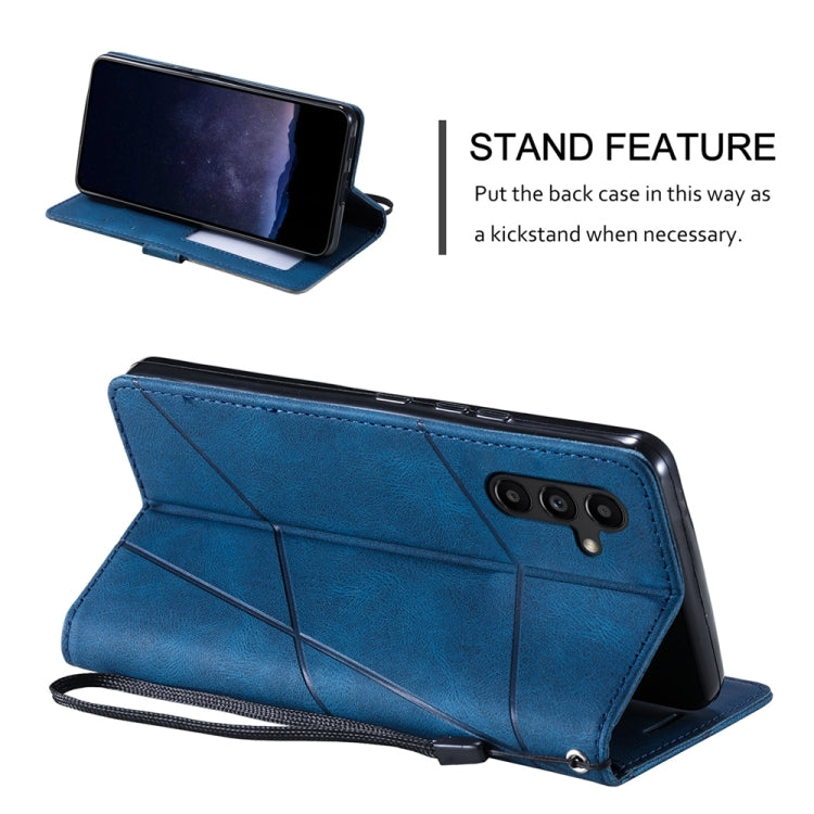 For Samsung Galaxy S25+ 5G Skin Feel Splicing Leather Phone Case(Blue) - Galaxy S25+ 5G Cases by PMC Jewellery | Online Shopping South Africa | PMC Jewellery | Buy Now Pay Later Mobicred