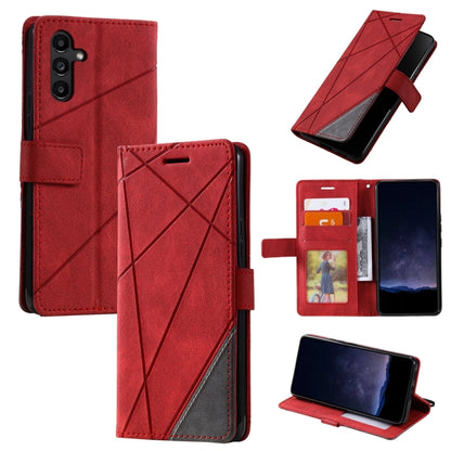 For Samsung Galaxy S25+ 5G Skin Feel Splicing Leather Phone Case(Red) - Galaxy S25+ 5G Cases by PMC Jewellery | Online Shopping South Africa | PMC Jewellery | Buy Now Pay Later Mobicred