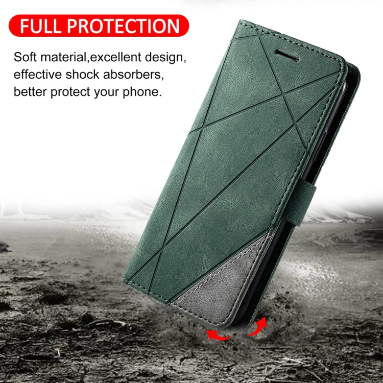 For Samsung Galaxy S25+ 5G Skin Feel Splicing Leather Phone Case(Green) - Galaxy S25+ 5G Cases by PMC Jewellery | Online Shopping South Africa | PMC Jewellery | Buy Now Pay Later Mobicred