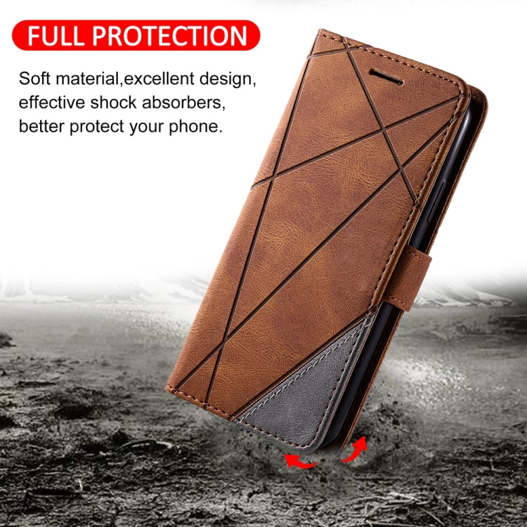 For Samsung Galaxy S25+ 5G Skin Feel Splicing Leather Phone Case(Brown) - Galaxy S25+ 5G Cases by PMC Jewellery | Online Shopping South Africa | PMC Jewellery | Buy Now Pay Later Mobicred