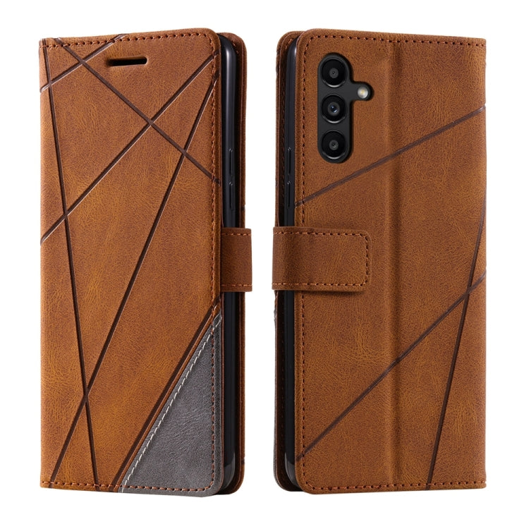 For Samsung Galaxy S25 5G Skin Feel Splicing Leather Phone Case(Brown) - Galaxy S25 5G Cases by PMC Jewellery | Online Shopping South Africa | PMC Jewellery | Buy Now Pay Later Mobicred