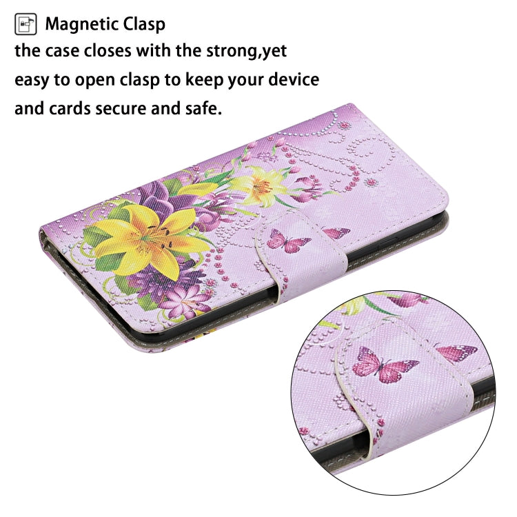 For Samsung Galaxy S25 Ultra 5G Colored Drawing Pattern Leather Phone Case(Yellow Flower Butterfly) - Galaxy S25 Ultra 5G Cases by PMC Jewellery | Online Shopping South Africa | PMC Jewellery | Buy Now Pay Later Mobicred