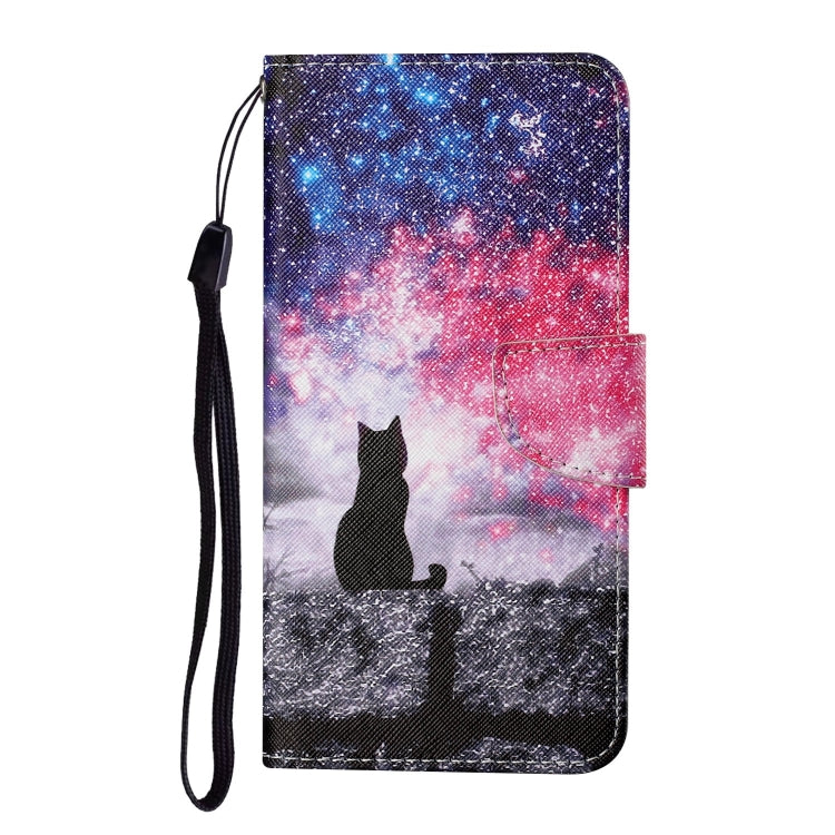 For Samsung Galaxy S25 Ultra 5G Colored Drawing Pattern Leather Phone Case(Star Sky Cat) - Galaxy S25 Ultra 5G Cases by PMC Jewellery | Online Shopping South Africa | PMC Jewellery | Buy Now Pay Later Mobicred