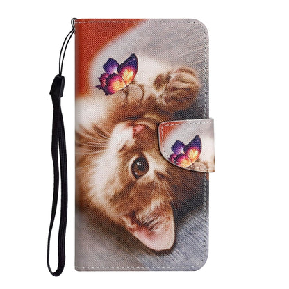 For Samsung Galaxy S25 Ultra 5G Colored Drawing Pattern Leather Phone Case(Butterfly Cat) - Galaxy S25 Ultra 5G Cases by PMC Jewellery | Online Shopping South Africa | PMC Jewellery | Buy Now Pay Later Mobicred