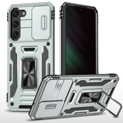 For Samsung Galaxy S25 5G Armor PC Hybrid TPU Camera Shield Phone Case(Grey) - Galaxy S25 5G Cases by PMC Jewellery | Online Shopping South Africa | PMC Jewellery | Buy Now Pay Later Mobicred