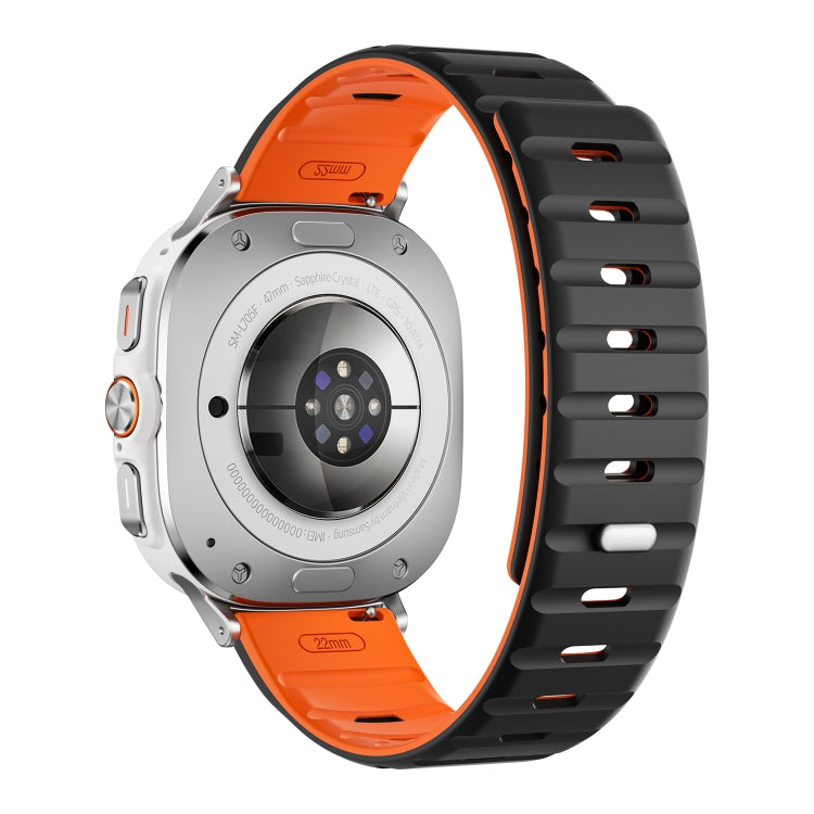 For Samsung Galaxy Watch Ultra 47mm Magnetic Silicone Watch Band(Black Orange+Silver) - free shipping - PMC TechLife - Order now!