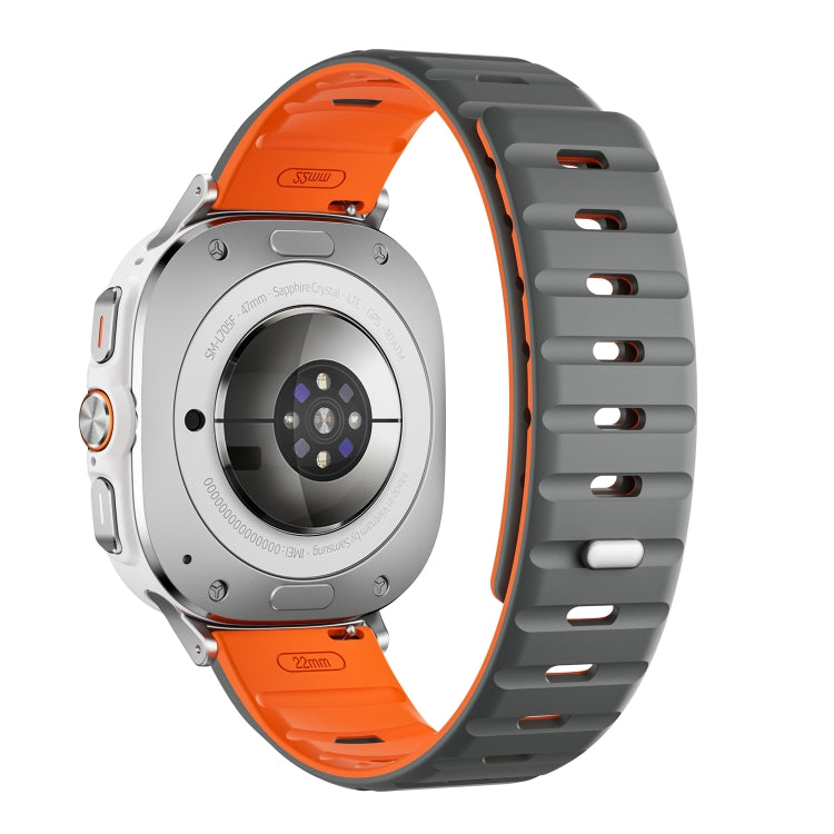 For Samsung Galaxy Watch Ultra 47mm Magnetic Silicone Watch Band(Grey Orange+Silver) - free shipping - PMC TechLife - Order now!