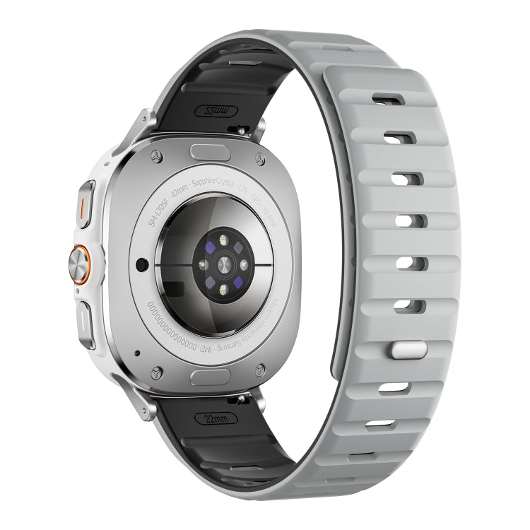 For Samsung Galaxy Watch Ultra 47mm Magnetic Silicone Watch Band(Light Grey Black+Silver) - free shipping - PMC TechLife - Order now!