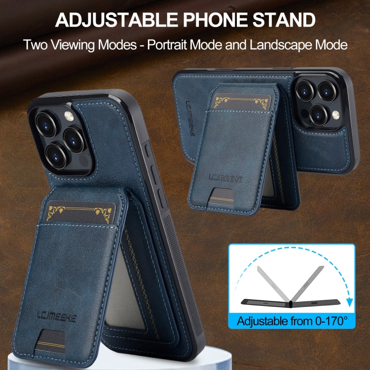 For iPhone 16 Pro Max LC.IMEEKE L3 Series Detachable RFID Card Bag Magsafe Phone Case(Blue) - free shipping - PMC Jewellery - Order now!