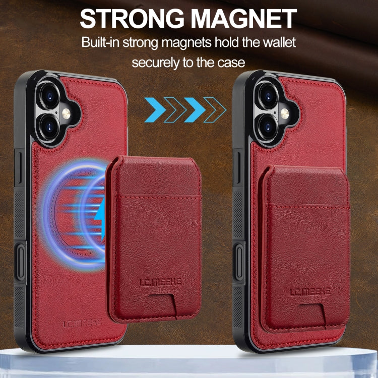 For iPhone 16 Plus LC.IMEEKE L3 Series Detachable RFID Card Bag Magsafe Phone Case(Red) - iPhone 16 Plus Cases by LC.IMEEKE | Online Shopping South Africa | PMC Jewellery | Buy Now Pay Later Mobicred