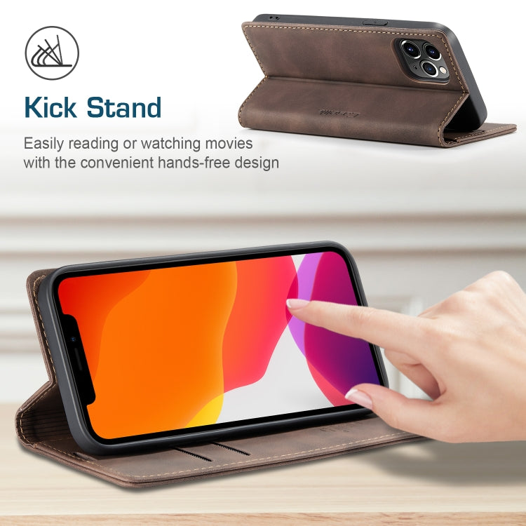 For iPhone 12 Pro Max CaseMe-013 Multifunctional Retro Frosted Horizontal Flip Leather Case with Card Slot & Holder & Wallet(Coffee) - iPhone 12 Pro Max Cases by CaseMe | Online Shopping South Africa | PMC Jewellery | Buy Now Pay Later Mobicred